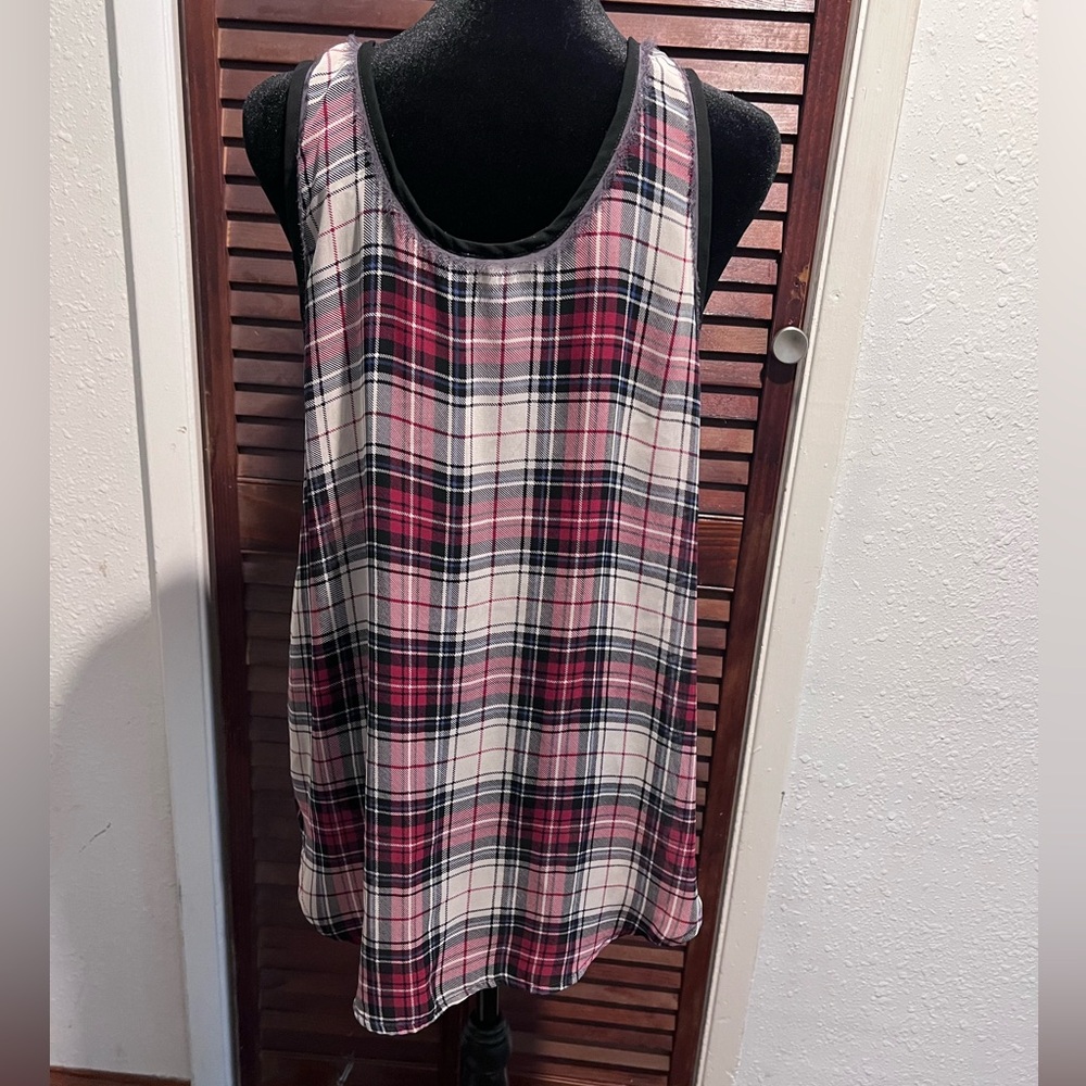 Sheer plaid tank top